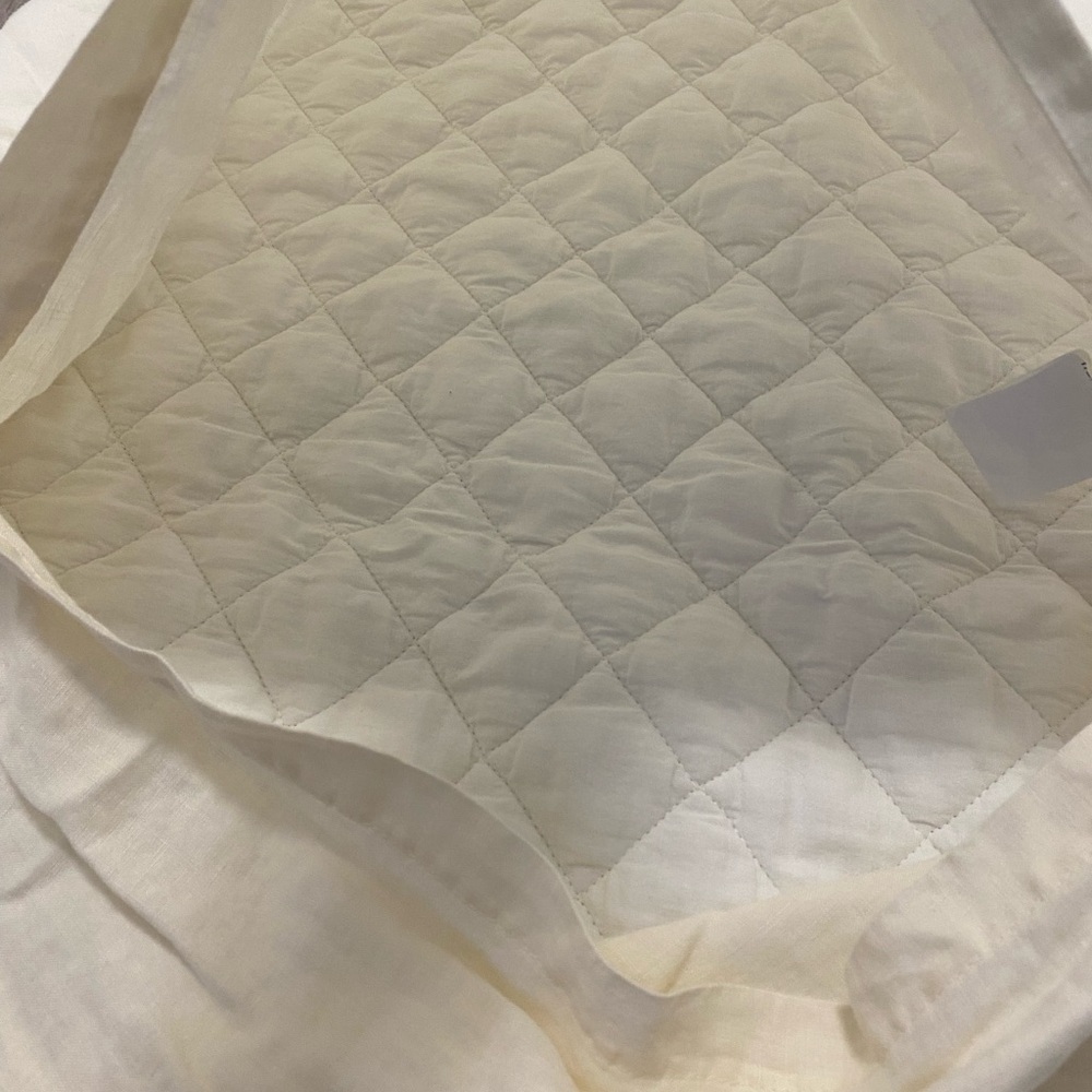 Pottery Barn Belgian Flax Linen Diamond Quilted Euro Shams - Classic Ivory - Picture 11 of 14